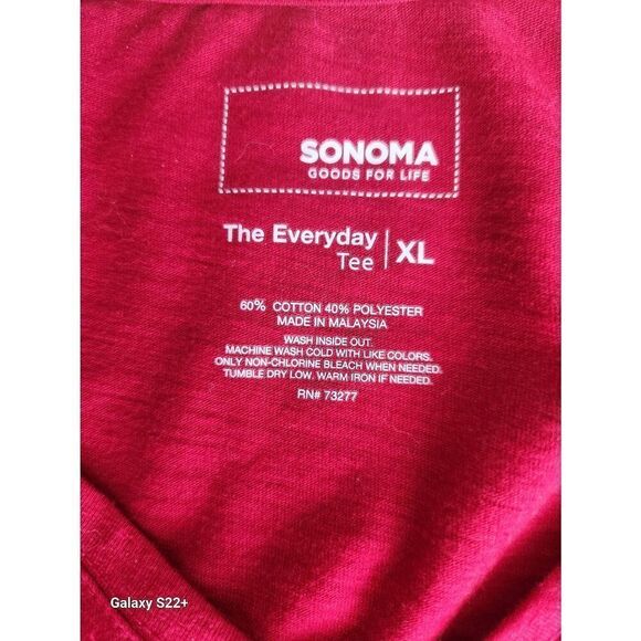 T80 Sonoma Good For Life red long sleeve everyday tee with silver sparkles - Picture 8 of 8